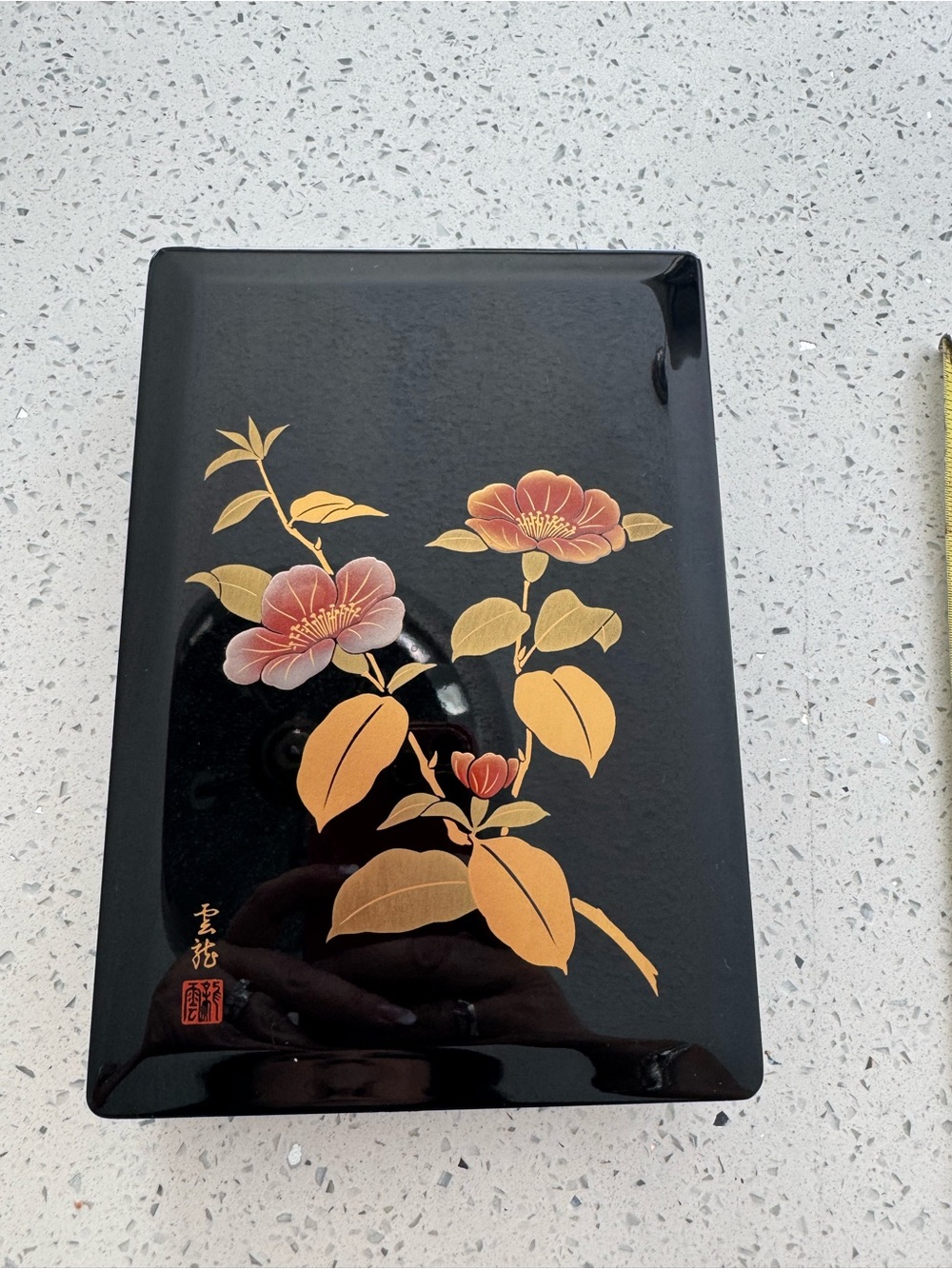 Vintage Japanese Lacquerware Camellia Keepsake Box